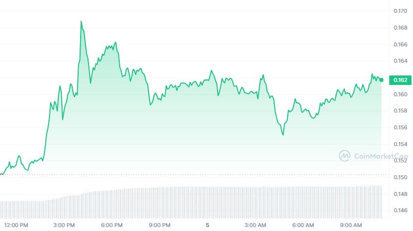 Der Dogecoin Kurs über die letzten 24 Stunden.