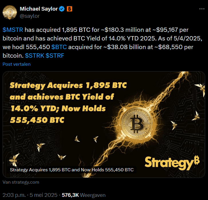 Strategy hat insgesamt über 38 Milliarden an BTC für einen durchschnittlichen Bitcoin-Preis von $ 68.550 gekauft. Quelle: Michael Saylor auf X