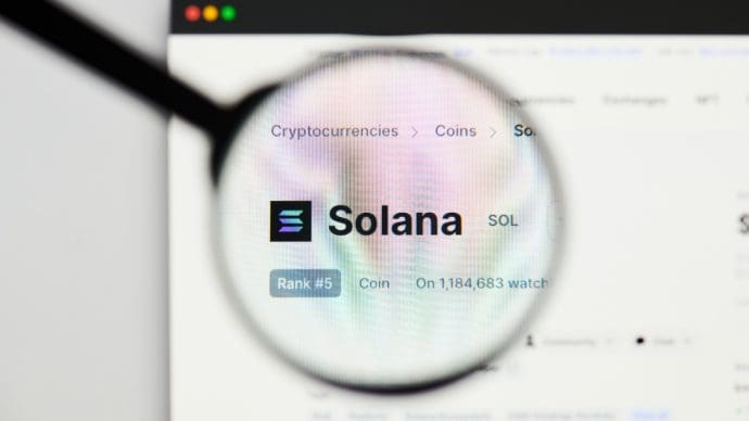Ein Bild der Kryptowährung Solana mit dem Ticker SOL