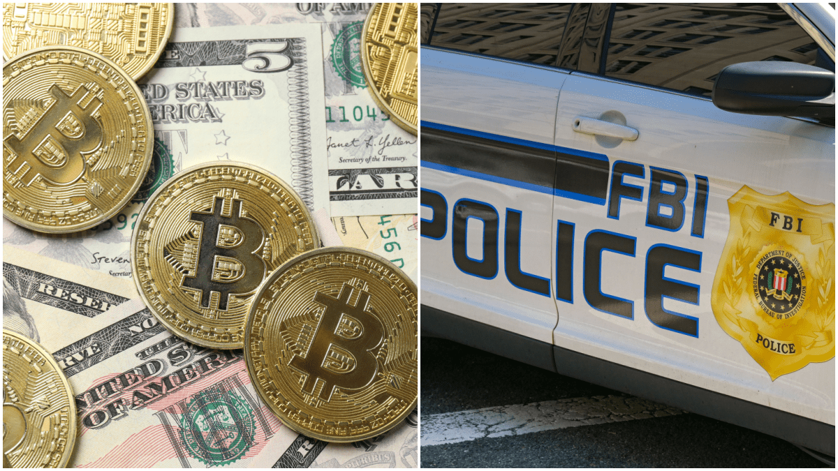 FBI-Auto und Bitcoin-Münzen
