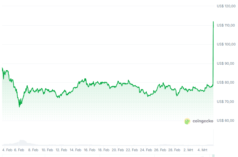 Kurs OKB (1 Monat). Quelle: CoinGecko.