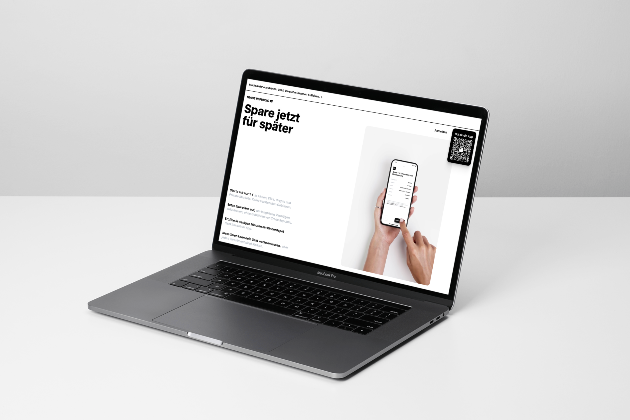 Trade Republic App in Deutschland auf Smartphone mit Funktion zum Sparen und Investieren