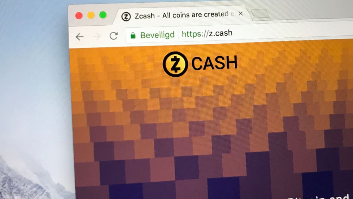 Een afbeelding van Zcash website op een Apple device